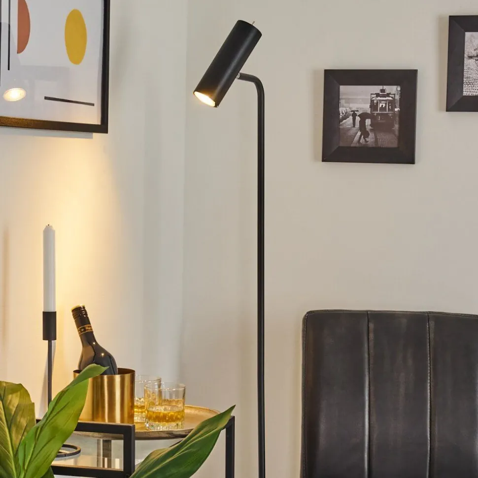 Lampadaire Zuoz Chrome, Noir, 1 Lumiere