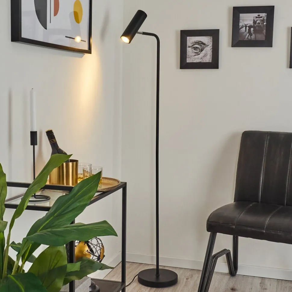 Lampadaire Zuoz Chrome, Noir, 1 Lumiere