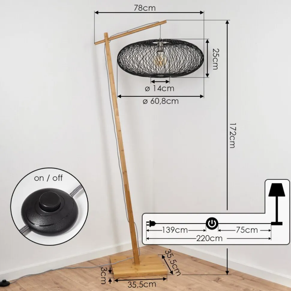 Lampadairebrooker Ecru, 1 Lumiere