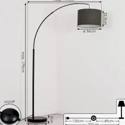 Lampadairegualdim Noir, 1 Lumiere