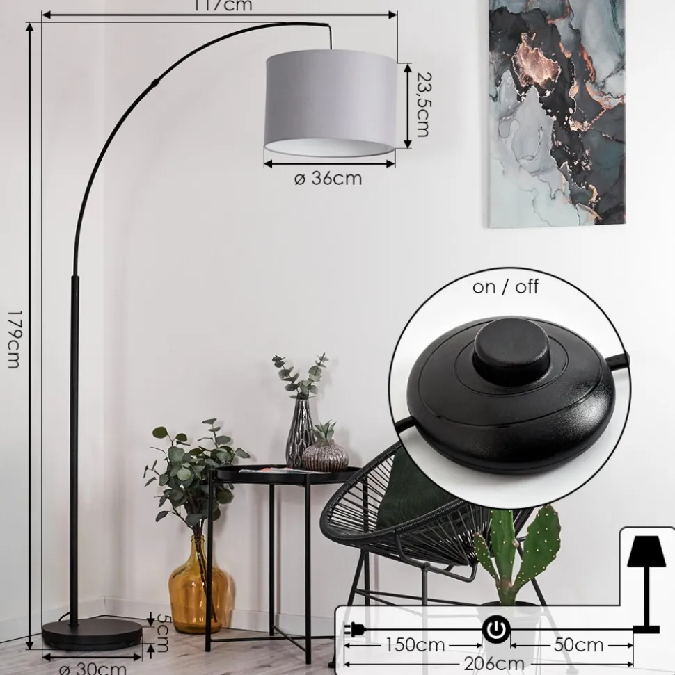 Lampadairegualdim Noir, 1 Lumiere