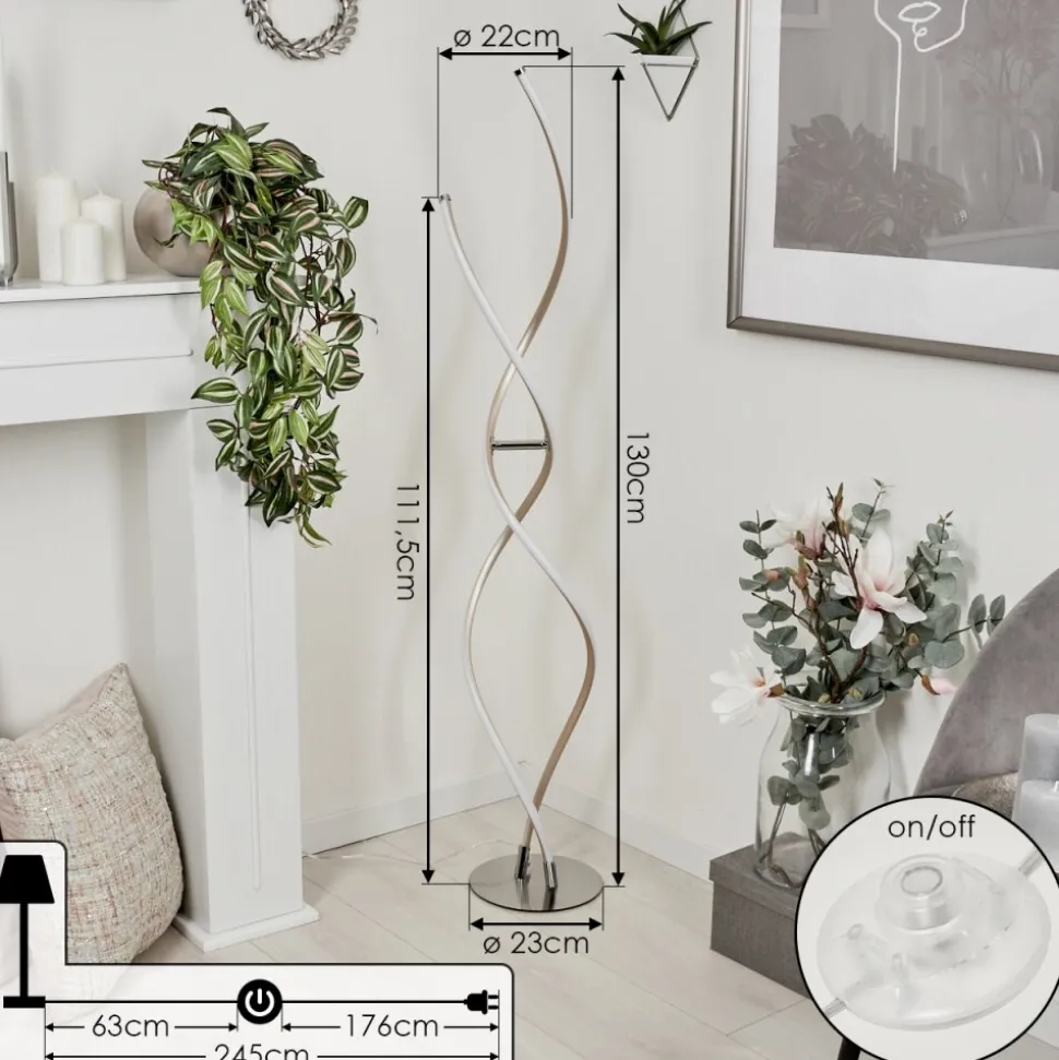 Lampadairehenrichemont Led Chrome, Nickel Mat, 1 Lumiere