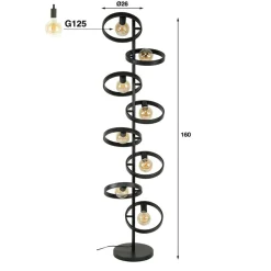 Lampadairehover Anthracite, 8 Lumieres