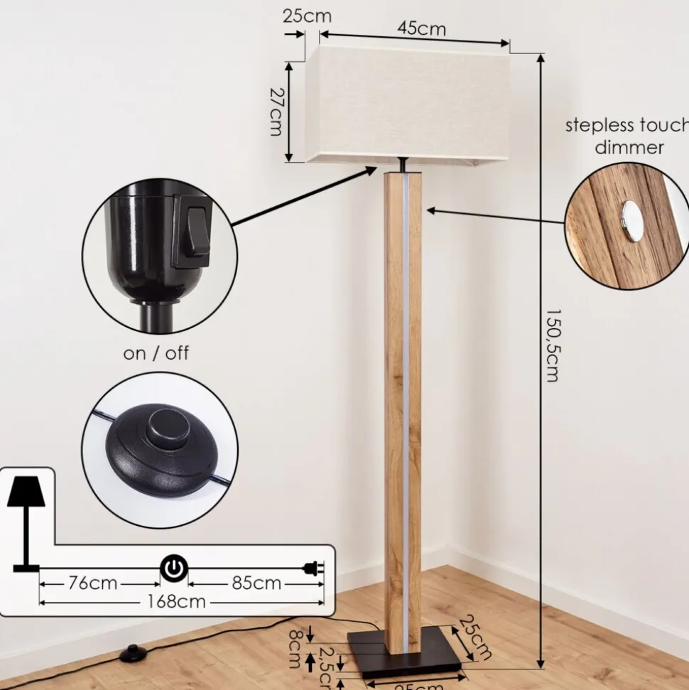 Lampadairekyneton Led Ecru, Noir, 2 Lumieres