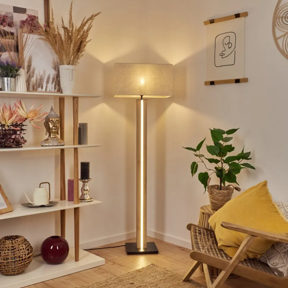 Lampadairekyneton Led Ecru, Noir, 2 Lumieres