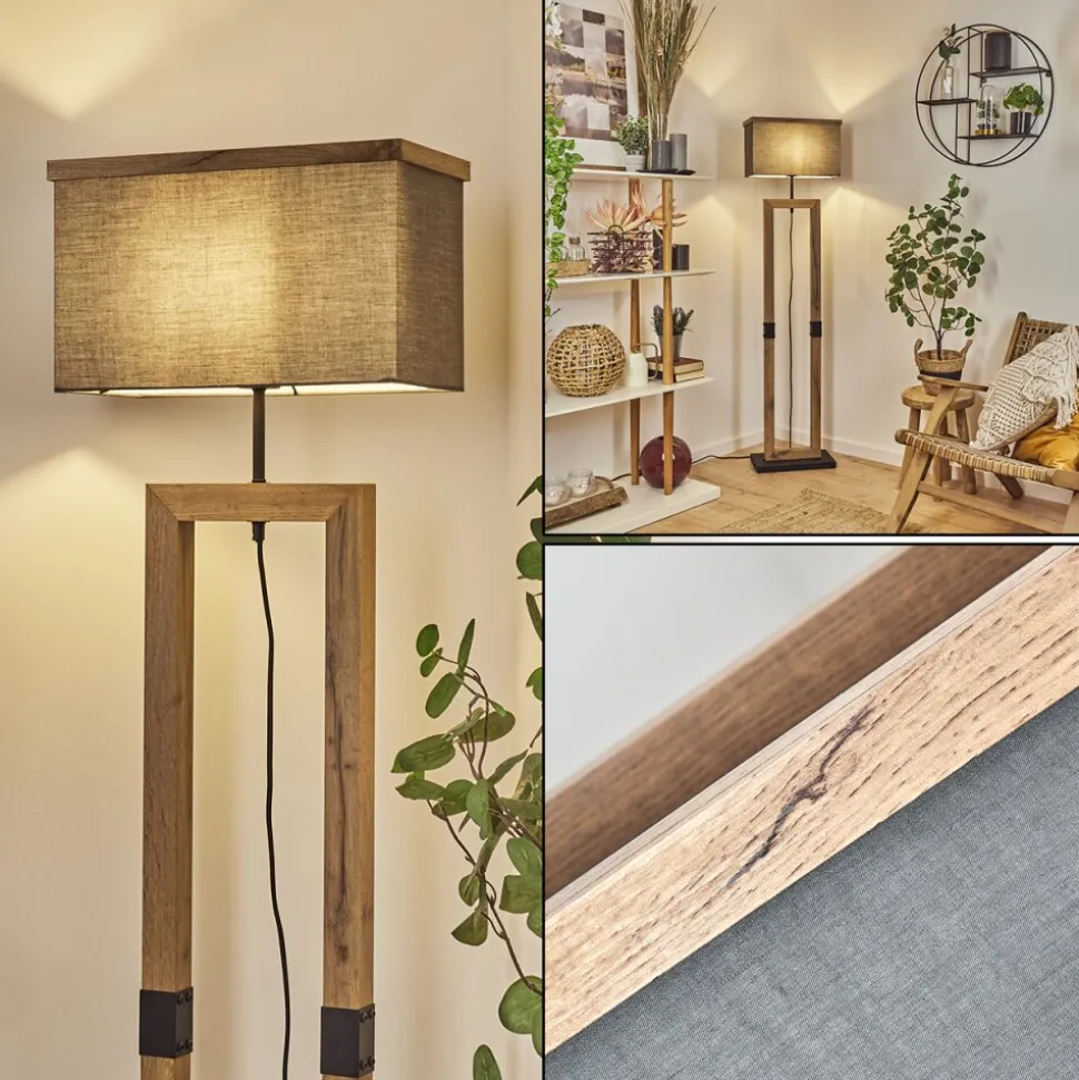 Lampadairelure Brun, Couleur Bois, Noir, 1 Lumiere