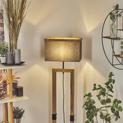 Lampadairelure Brun, Couleur Bois, Noir, 1 Lumiere