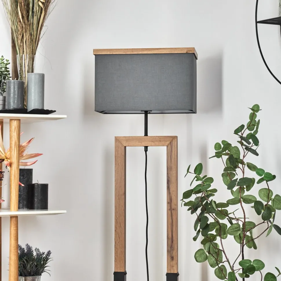 Lampadairelure Brun, Couleur Bois, Noir, 1 Lumiere