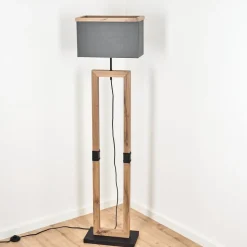 Lampadairelure Brun, Couleur Bois, Noir, 1 Lumiere