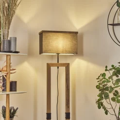 Lampadairelure Brun, Couleur Bois, Noir, 1 Lumiere