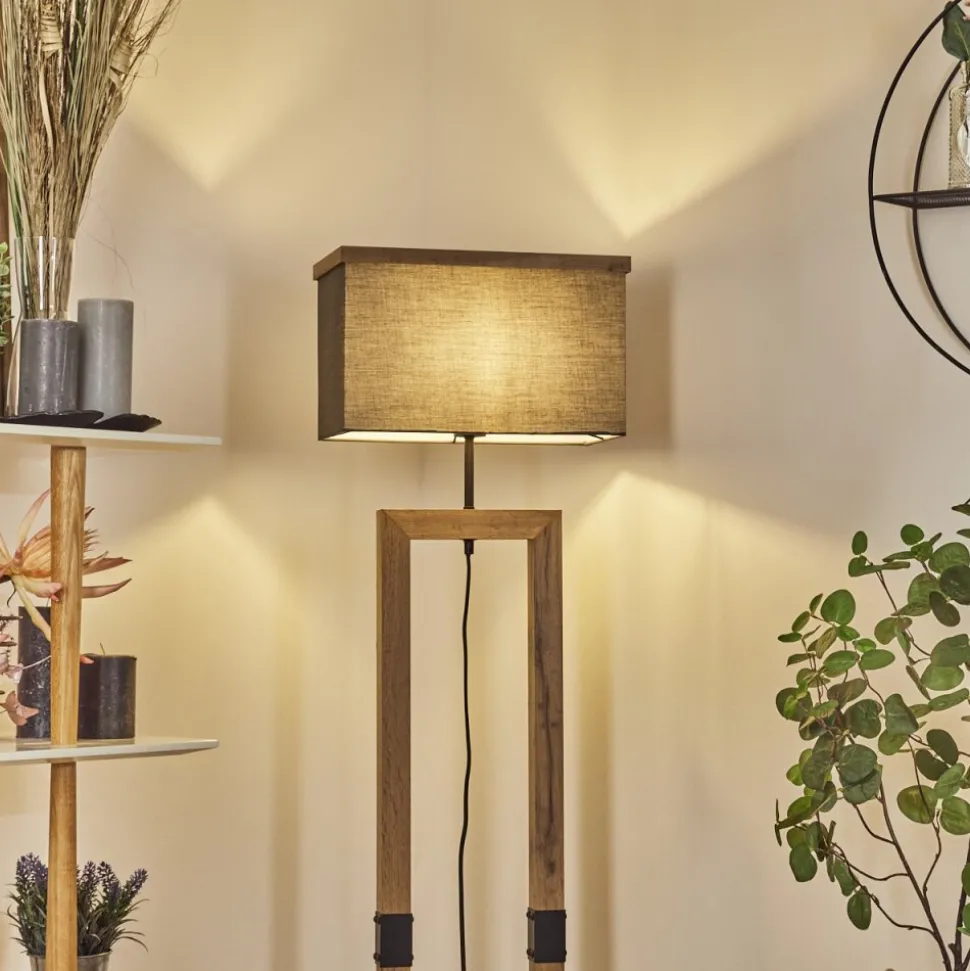 Lampadairelure Brun, Couleur Bois, Noir, 1 Lumiere