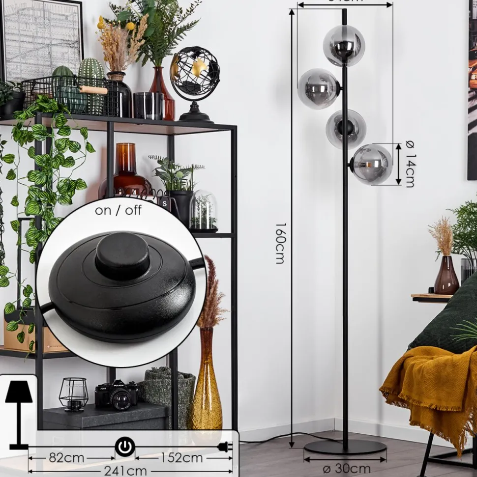 Lampadaireremaisnil Noir, 4 Lumieres