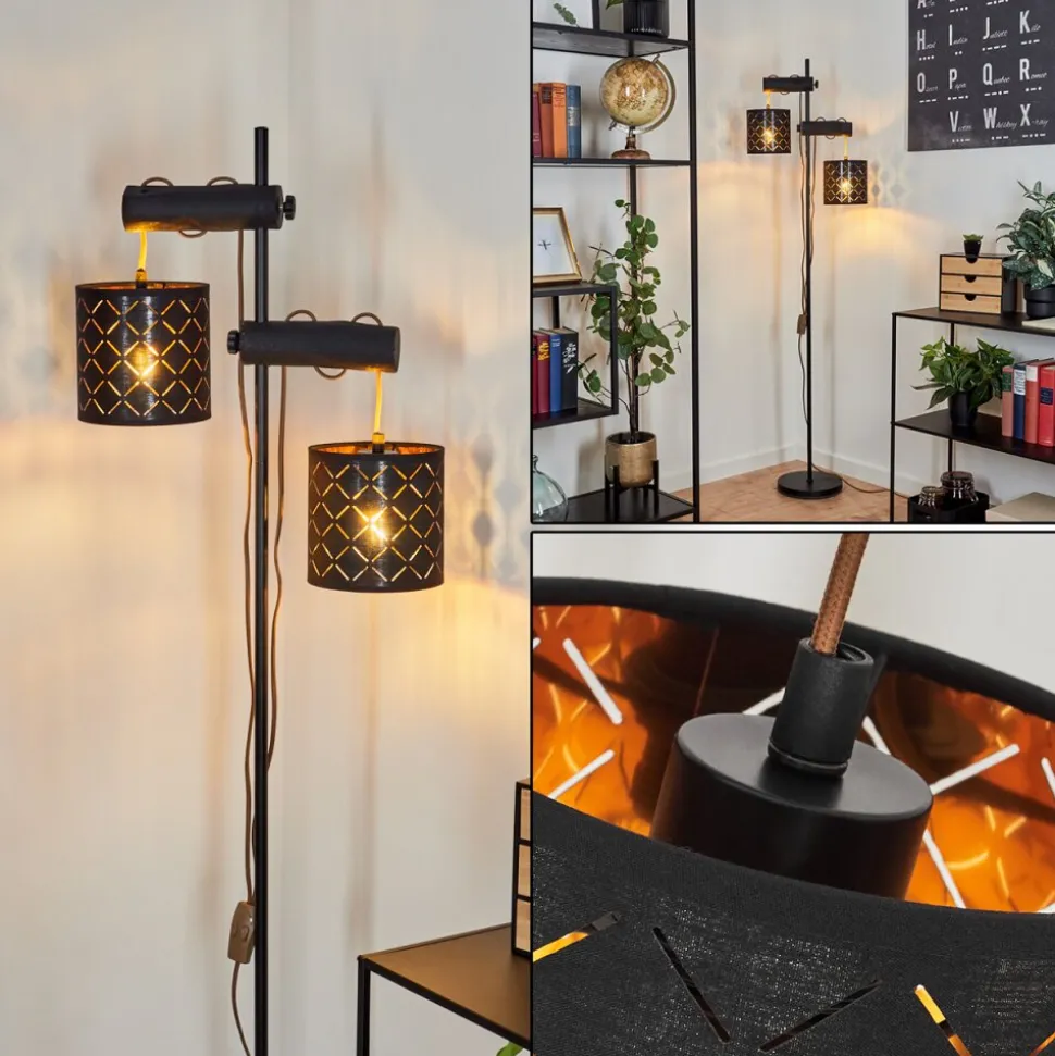 Lampadairetallaboa Noir, 2 Lumieres