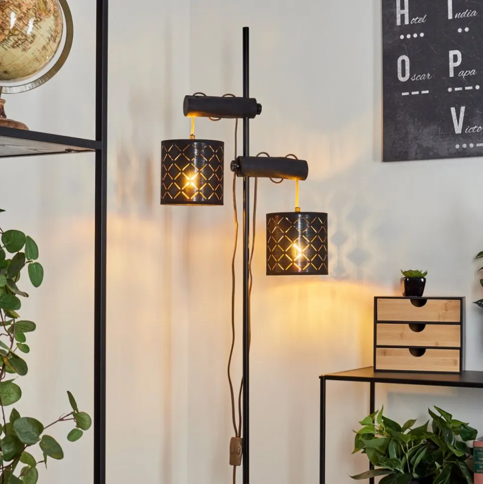 Lampadairetallaboa Noir, 2 Lumieres