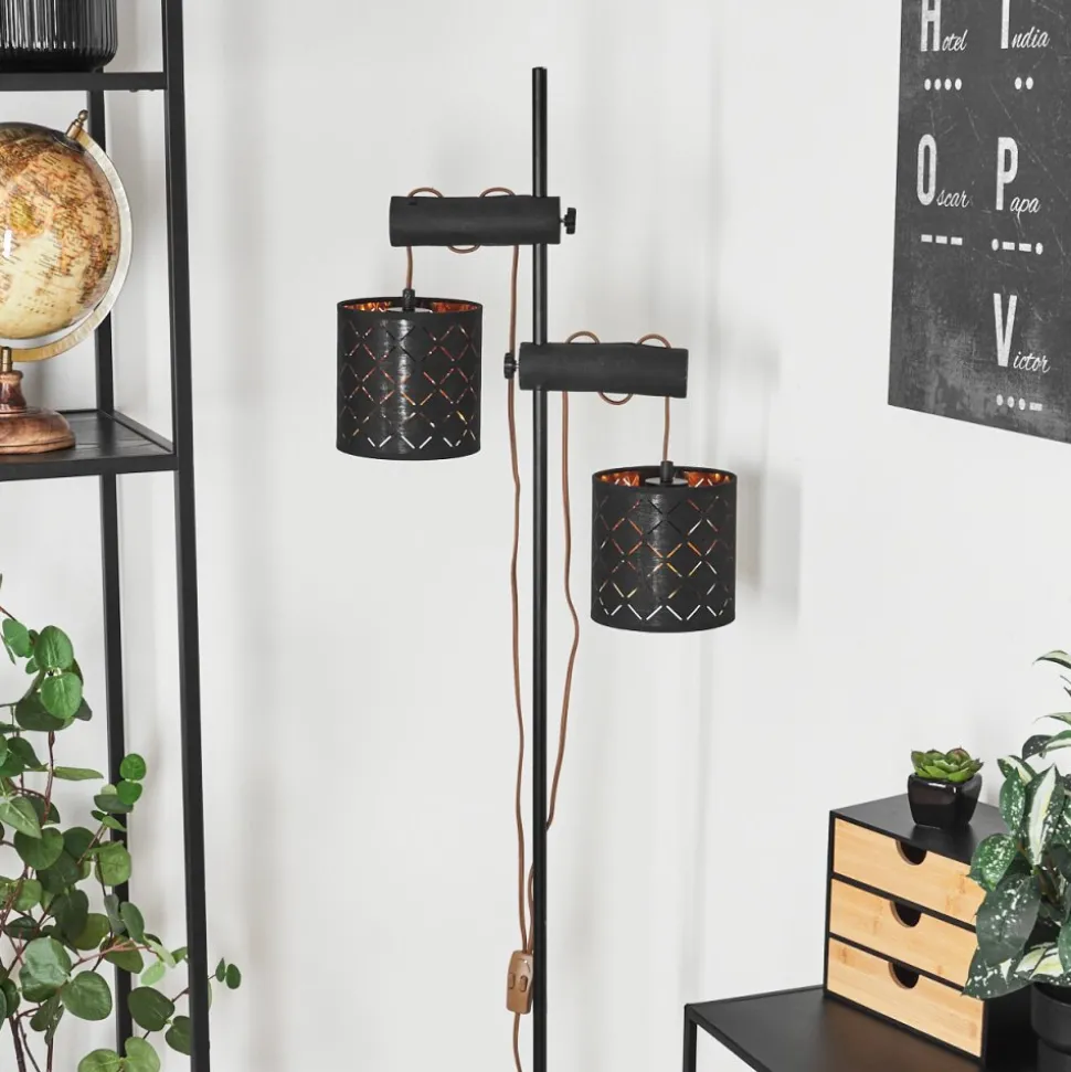 Lampadairetallaboa Noir, 2 Lumieres