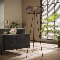 Lampadairevagney Nickel Mat, Noir, 1 Lumiere