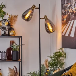 Lampadairevaurois Laiton, Noir, 2 Lumieres