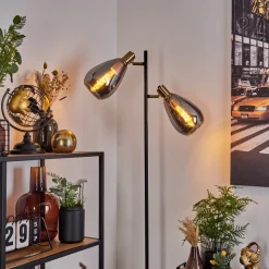 Lampadairevaurois Laiton, Noir, 2 Lumieres