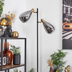 Lampadairevaurois Laiton, Noir, 2 Lumieres