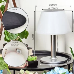Lampe A Poser Alcudia Solar Led Nickel Mat, 10 Lumieres