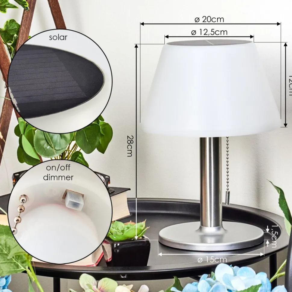 Lampe A Poser Alcudia Solar Led Nickel Mat, 10 Lumieres