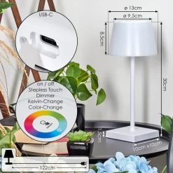 Lampe A Poser Burzaco Led Blanc, 1 Lumiere, Changeur De Couleurs