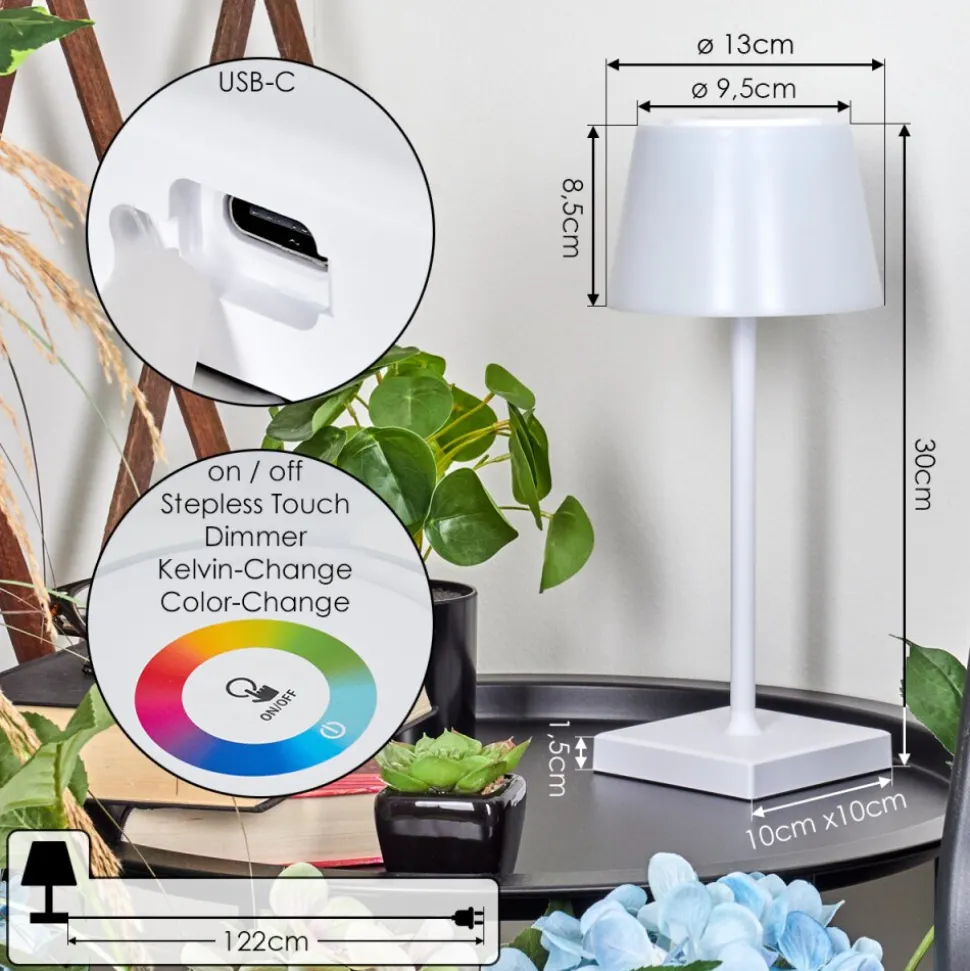 Lampe A Poser Burzaco Led Blanc, 1 Lumiere, Changeur De Couleurs
