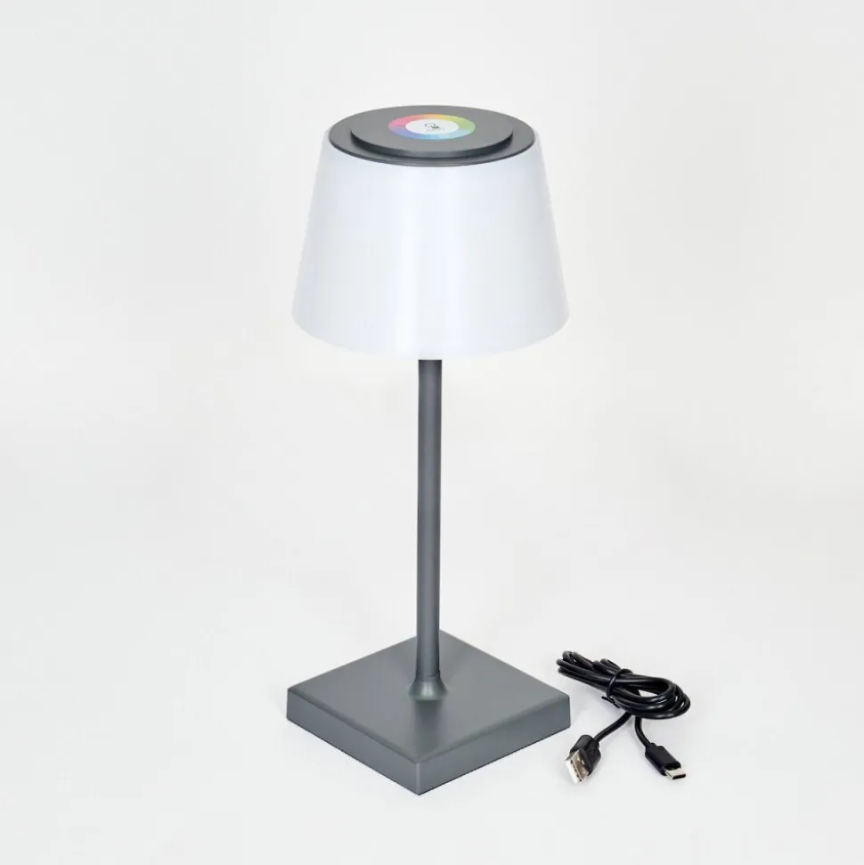 Lampe A Poser Burzaco Led Anthracite, 1 Lumiere, Changeur De Couleurs