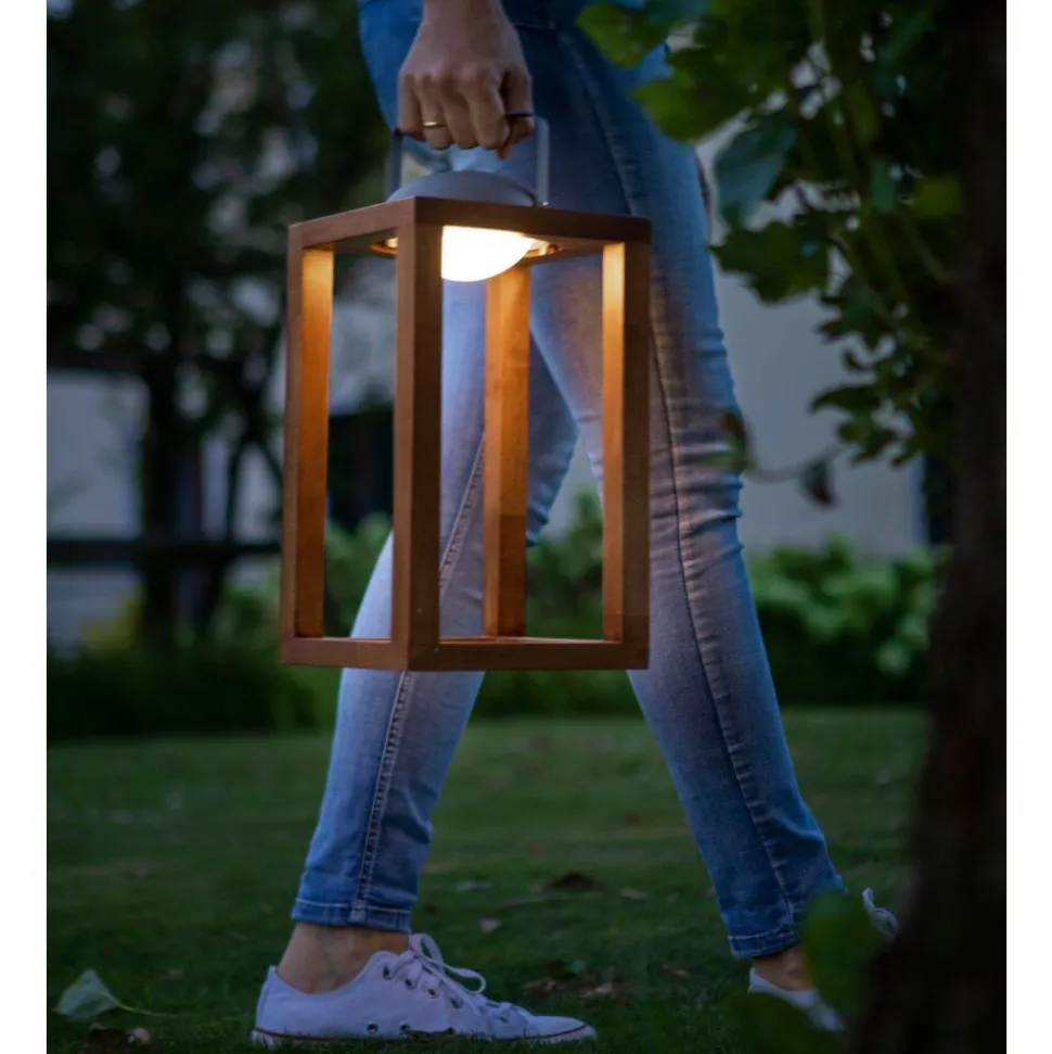 Lampe A Poser Fabas Luce Blend Led Bois Fonce, 1 Lumiere