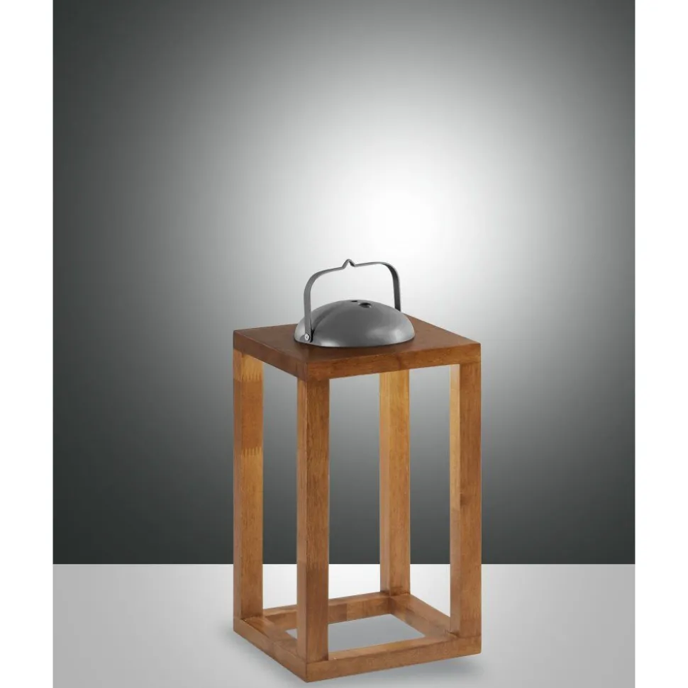 Lampe A Poser Fabas Luce Blend Led Bois Fonce, 1 Lumiere