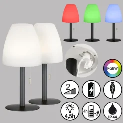Lampe A Poser Fhl Easy Fiumara Led Noir, 1 Lumiere, Telecommandes, Changeur De Couleurs