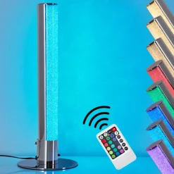 Lampe A Poser Flaut Led Chrome, 1 Lumiere, Telecommandes, Changeur De Couleurs