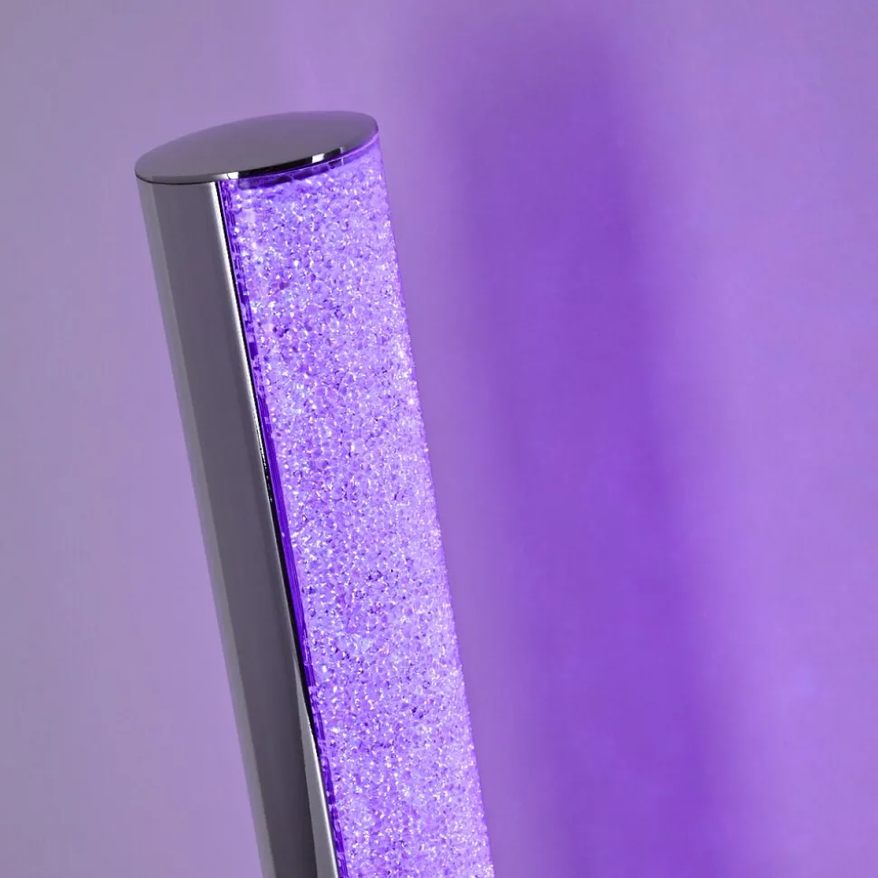 Lampe A Poser Flaut Led Chrome, 1 Lumiere, Telecommandes, Changeur De Couleurs