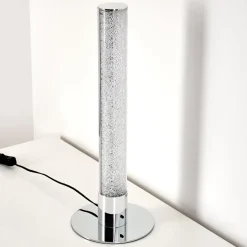Lampe A Poser Flaut Led Chrome, 1 Lumiere, Telecommandes, Changeur De Couleurs