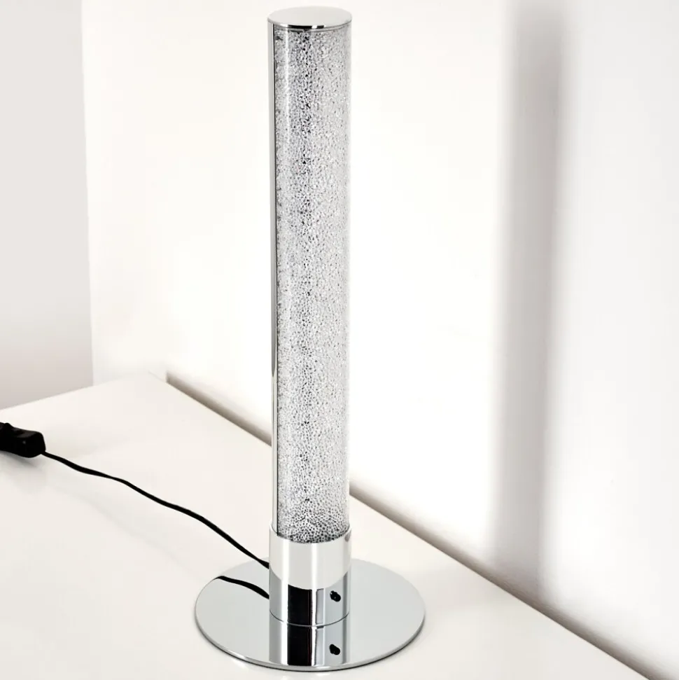 Lampe A Poser Flaut Led Chrome, 1 Lumiere, Telecommandes, Changeur De Couleurs