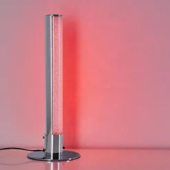 Lampe A Poser Flaut Led Chrome, 1 Lumiere, Telecommandes, Changeur De Couleurs