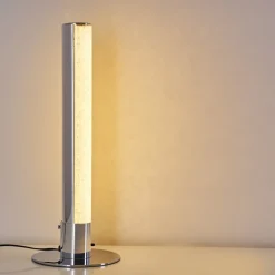 Lampe A Poser Flaut Led Chrome, 1 Lumiere, Telecommandes, Changeur De Couleurs