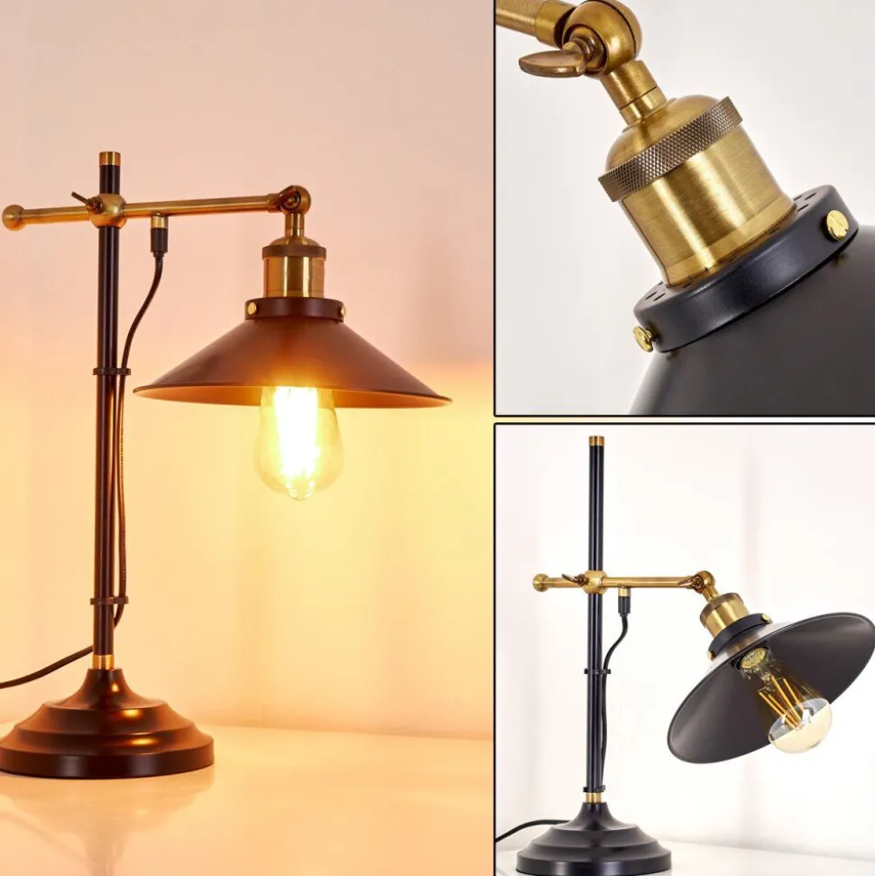 Lampe A Poser Gudem Noir Dore, 1 Lumiere