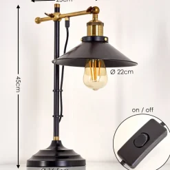 Lampe A Poser Gudem Noir Dore, 1 Lumiere
