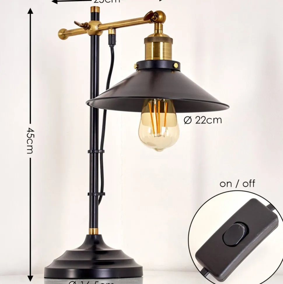 Lampe A Poser Gudem Noir Dore, 1 Lumiere