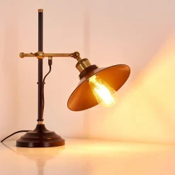 Lampe A Poser Gudem Noir Dore, 1 Lumiere