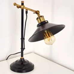 Lampe A Poser Gudem Noir Dore, 1 Lumiere