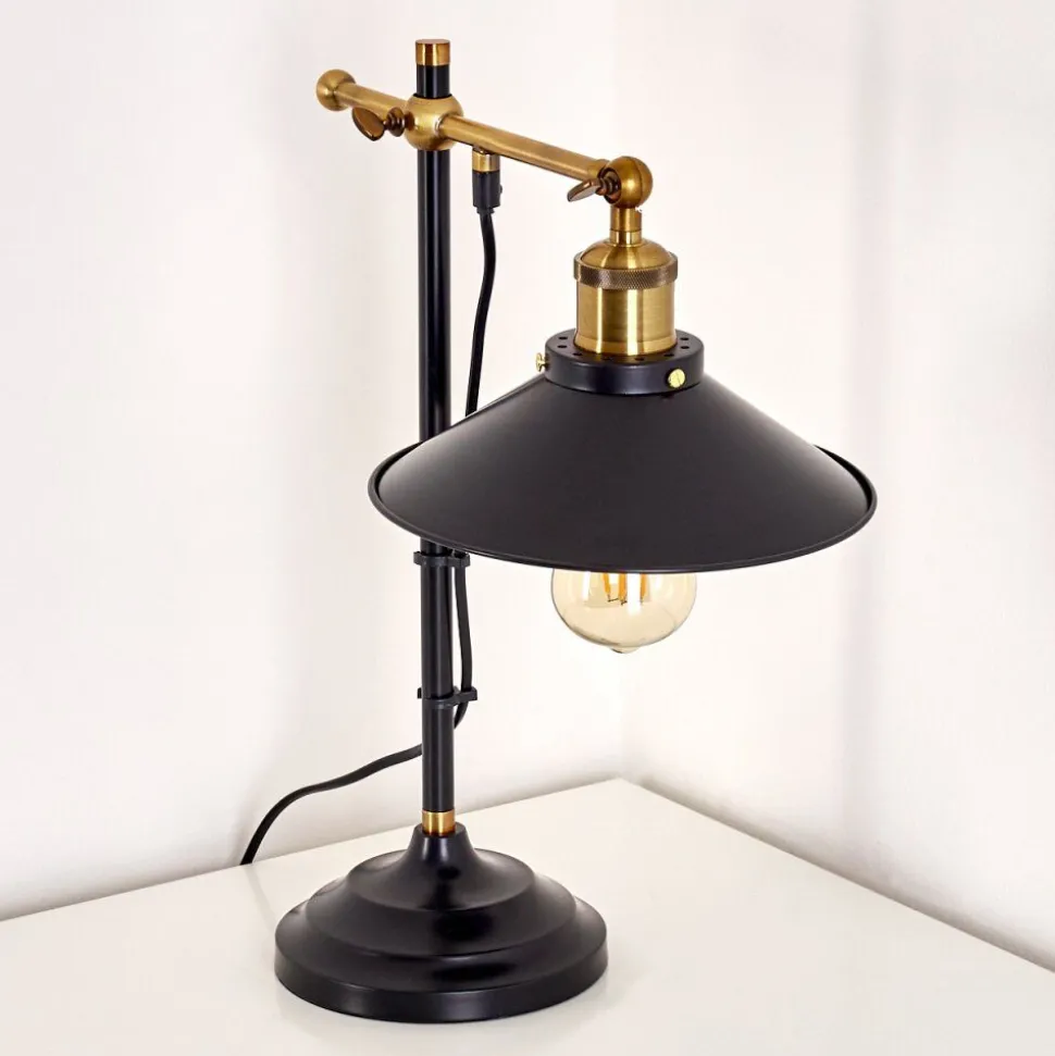 Lampe A Poser Gudem Noir Dore, 1 Lumiere