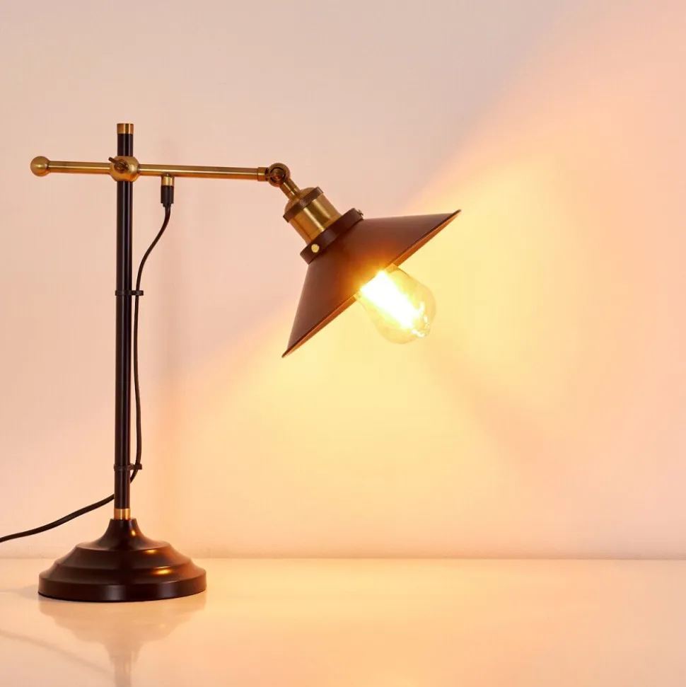Lampe A Poser Gudem Noir Dore, 1 Lumiere