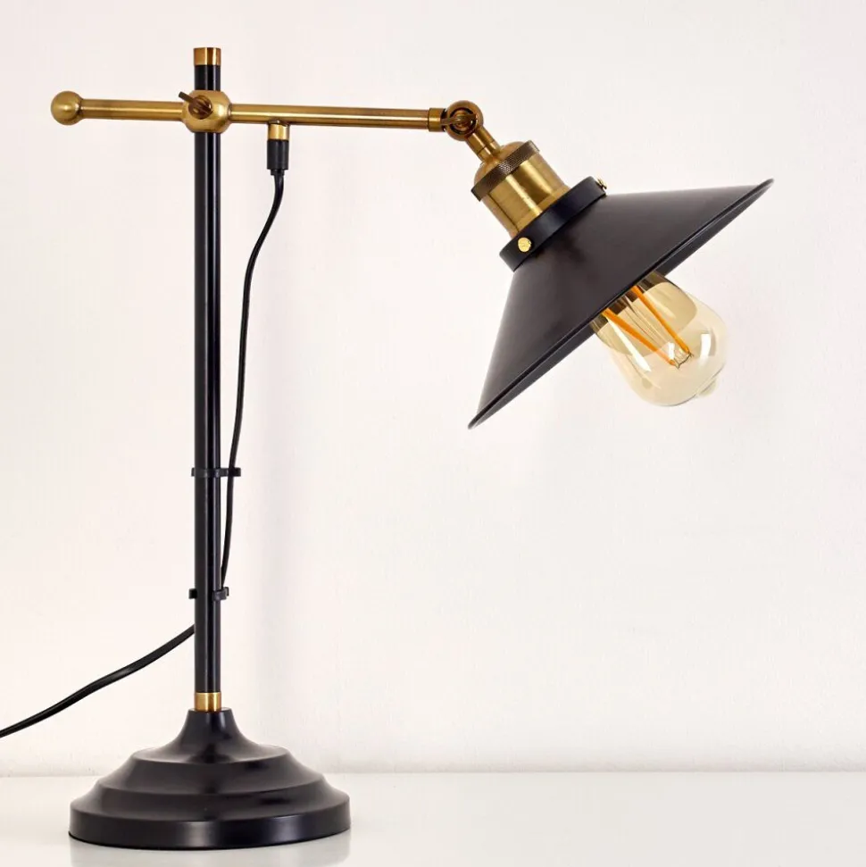 Lampe A Poser Gudem Noir Dore, 1 Lumiere