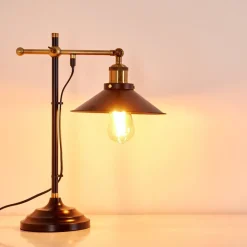 Lampe A Poser Gudem Noir Dore, 1 Lumiere