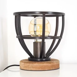 Lampe A Poser Haervej Bois Clair, Noir, 1 Lumiere