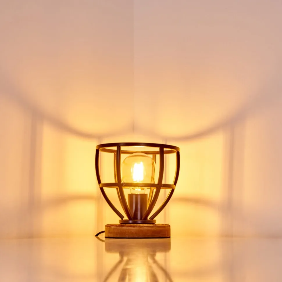 Lampe A Poser Haervej Bois Clair, Noir, 1 Lumiere