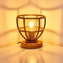 Lampe A Poser Haervej Bois Clair, Noir, 1 Lumiere