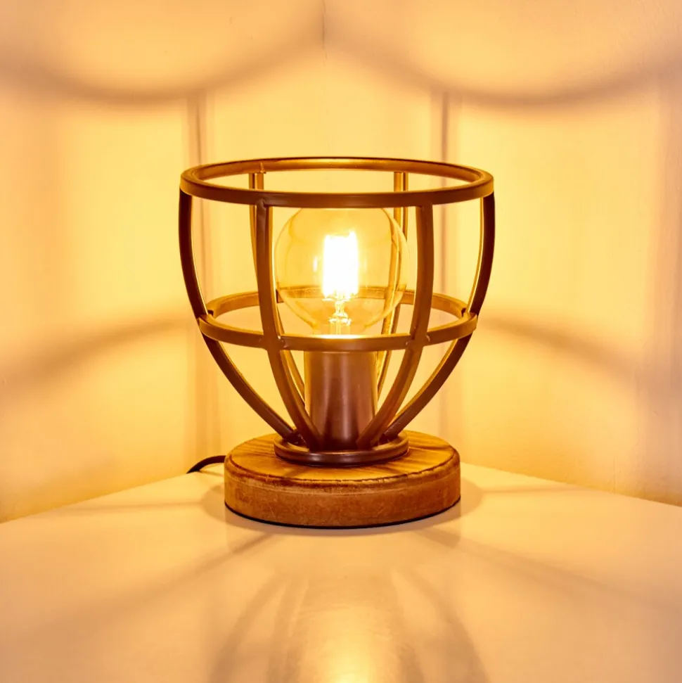 Lampe A Poser Haervej Bois Clair, Noir, 1 Lumiere